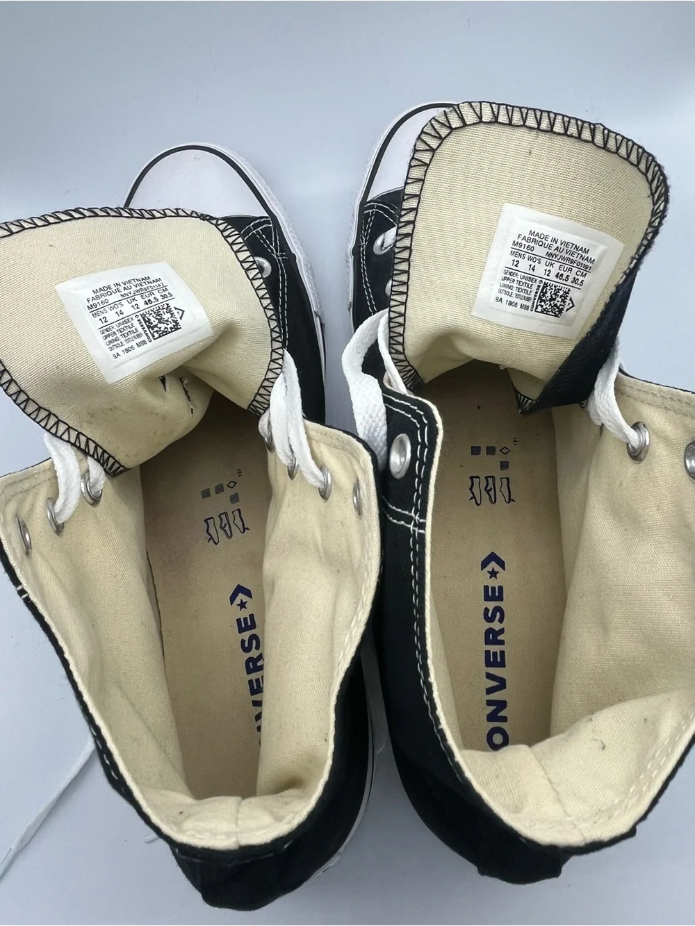 Converse All Star High Top Sneakers - Black & White with Blue Star Chuck Taylor - Picture 7 of 8